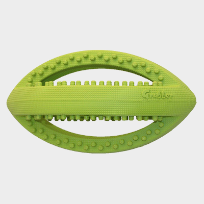 Happy Pet Grubber interaktiver Rugby-Ball für Hunde, 25cm, hellgrün, Vorderansicht