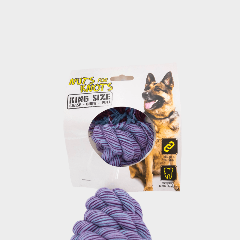 Einzelne, lilane Nuts for Knots Spule Kingsize von Happy Pet in Originalverpackung