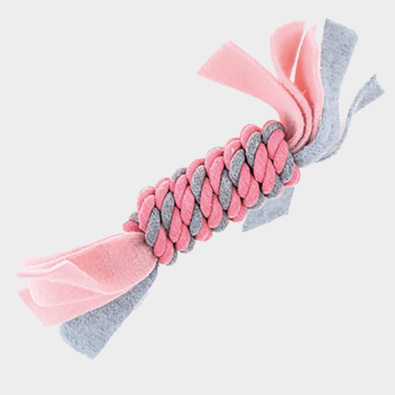 Pinkes Fleece Seilspielzeug von Little Rascals von Happy Pet mit den Maßen 25 x 5 x 5 cm