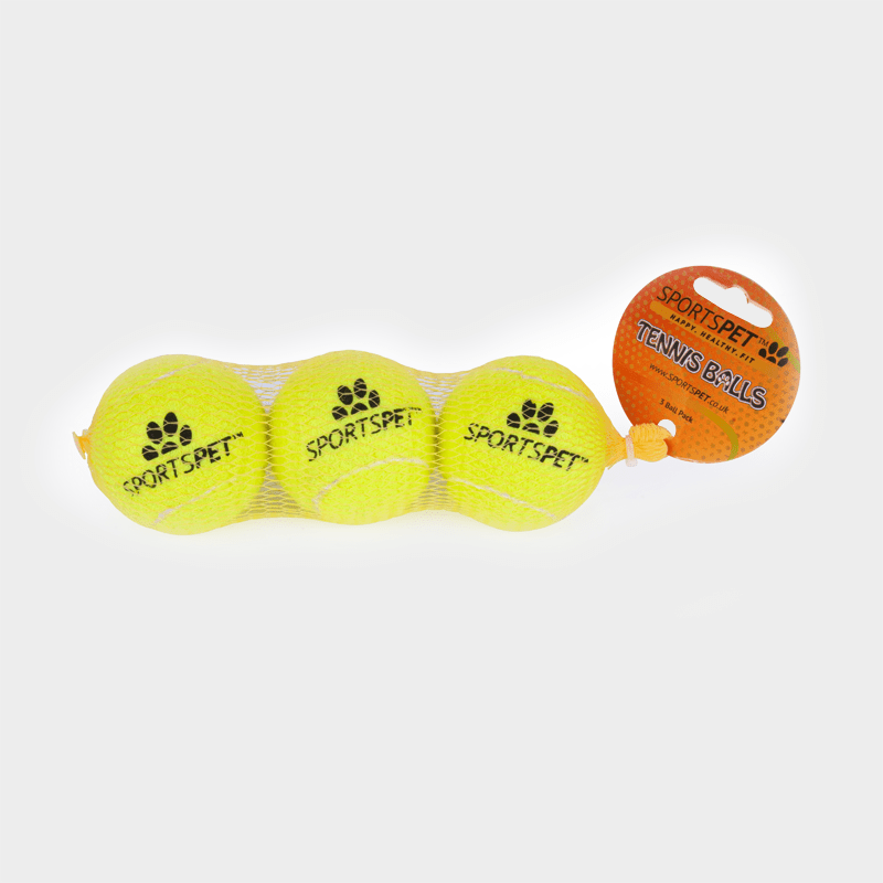 Tennisball 65 mm Ø ohne Quietscher von SPORTSPET 3er Pack in Originalverpackung