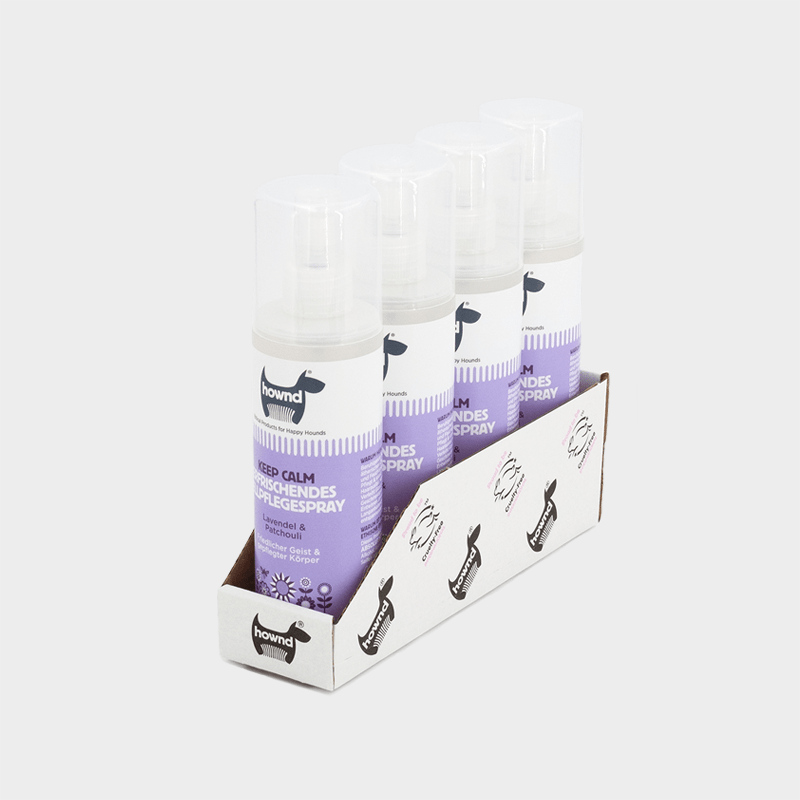 Tray 4 x 250 ml erfrischendes Fellpflegespray Keep Calm von HOWND mit beruhigender Wirkung