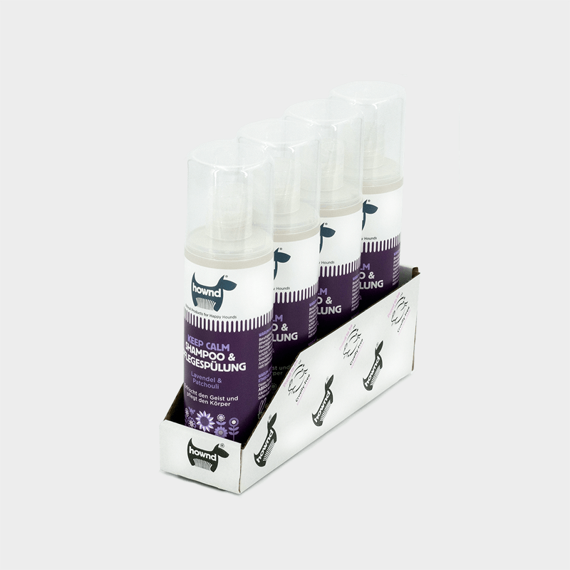 Tray 4 x 250 ml natürliches Shampoo & Pflegespülung Keep Calm von HOWND beruhigend