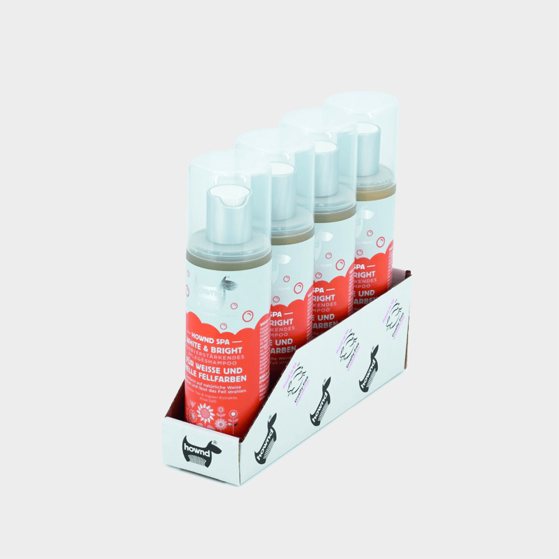 Tray 4 x 250 ml farbverstärkendes Pflegeshampoo White & Bright von HOWND Spa