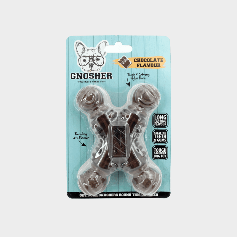 Kauspielzeug Gnosher von Happy Pet in der Geschmacksrichtung Schokolade in den Maßen 14 x 10 x 4 cm