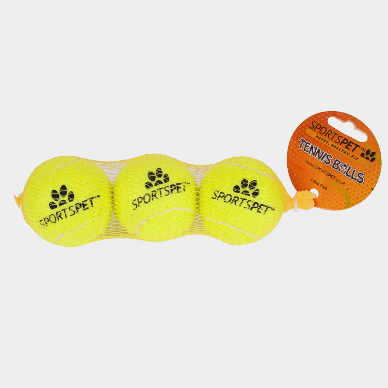 Tennis Bounce Bälle von SPORTSPET 65 mm Ø als 3er Set im Netz