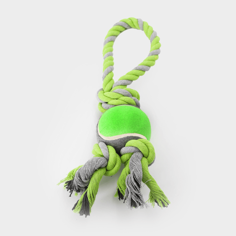 Grünes Nuts for Knots Spieltau mit Tennisball in der Größe L von Happy Pet