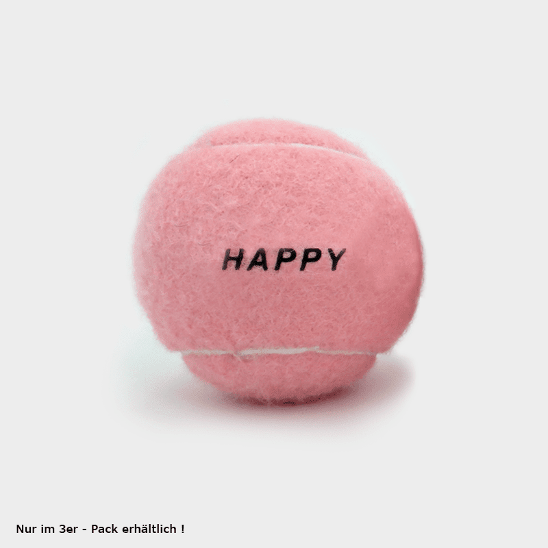 SPORTSPET Tennisbälle pink einzeln mit "HAPPY"-Aufschrift